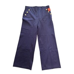 SPANX Navy Wide-Leg Sailor Pants with Gold Buttons
